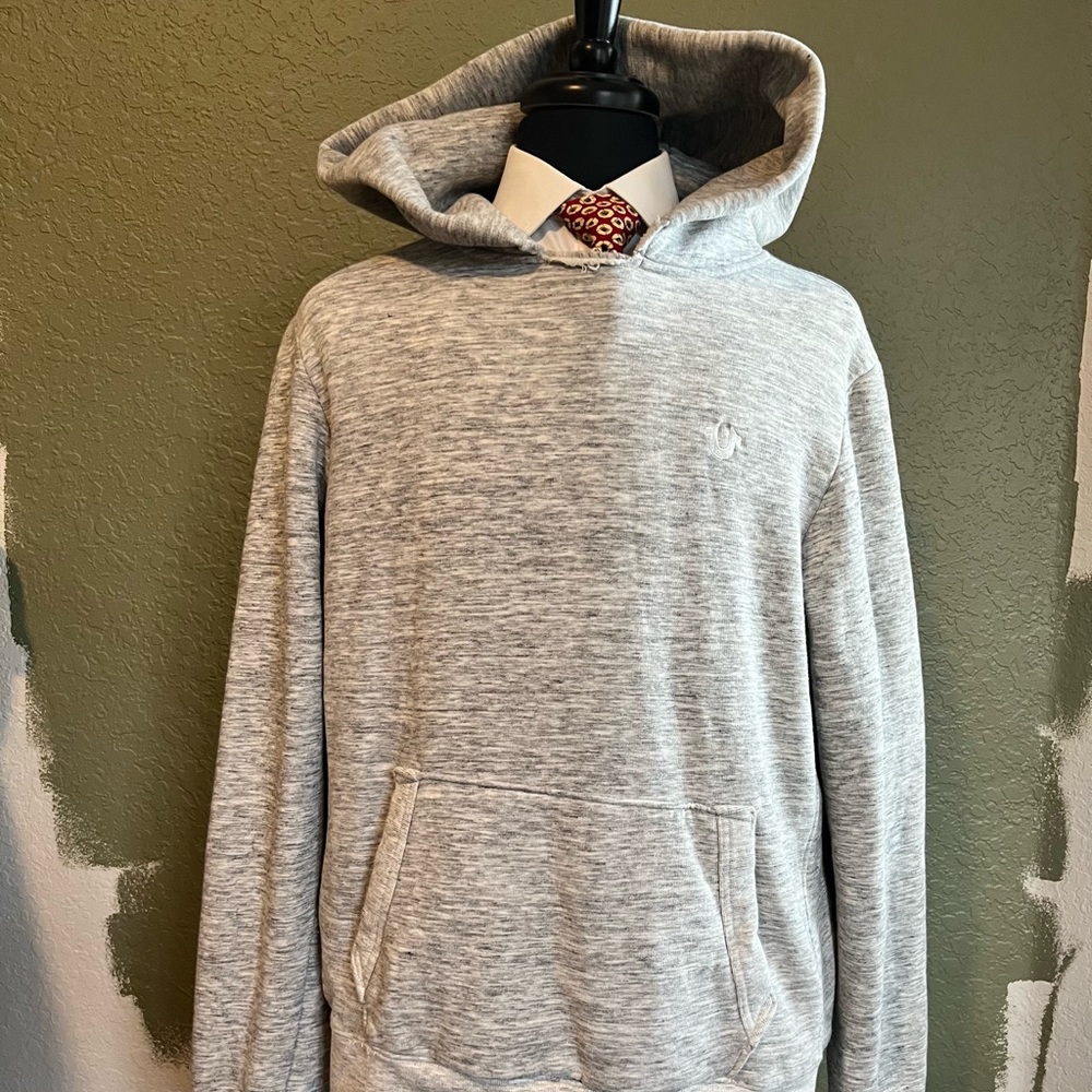 TRUE RELIGION mens Long Sleeve Light Gray Hoodie Hooded Sweatshirt Sz XL